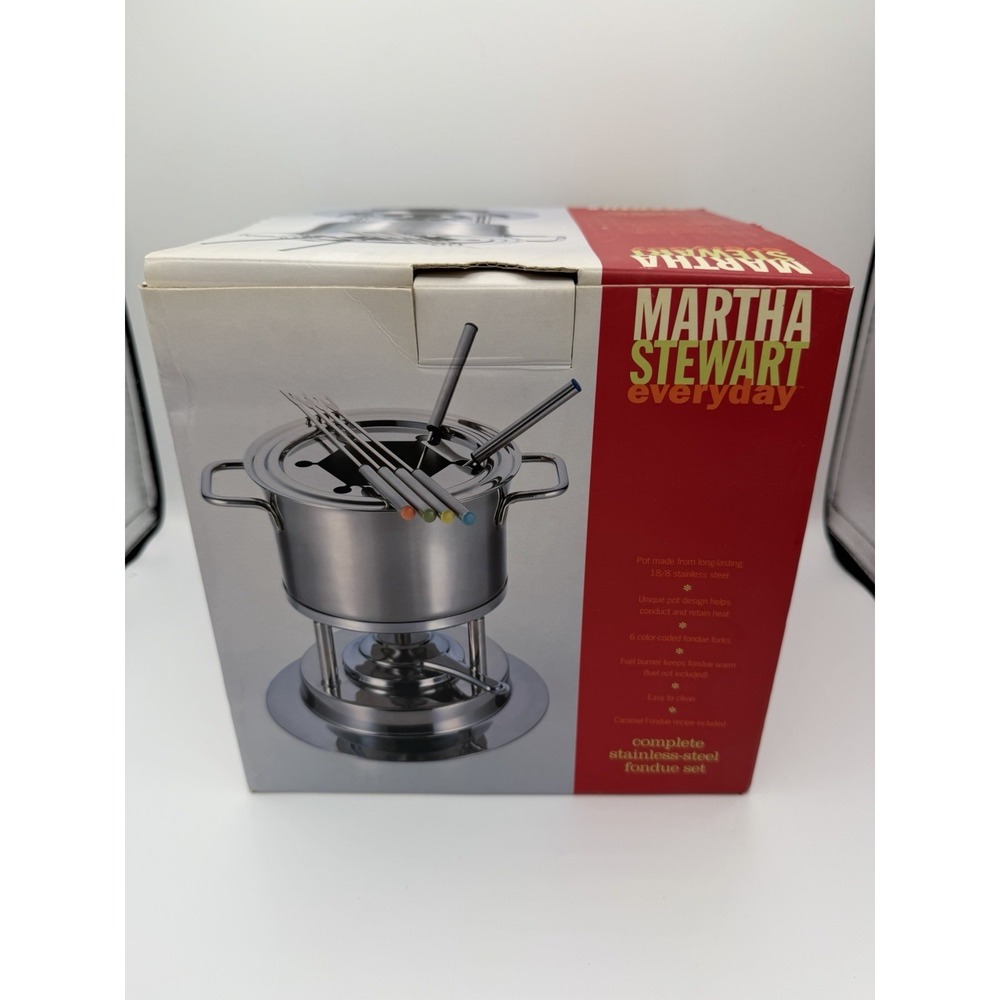Martha Stewart Fondue Set Stainless Steel 2 qt Kitchen Dining Home Gadget NEW